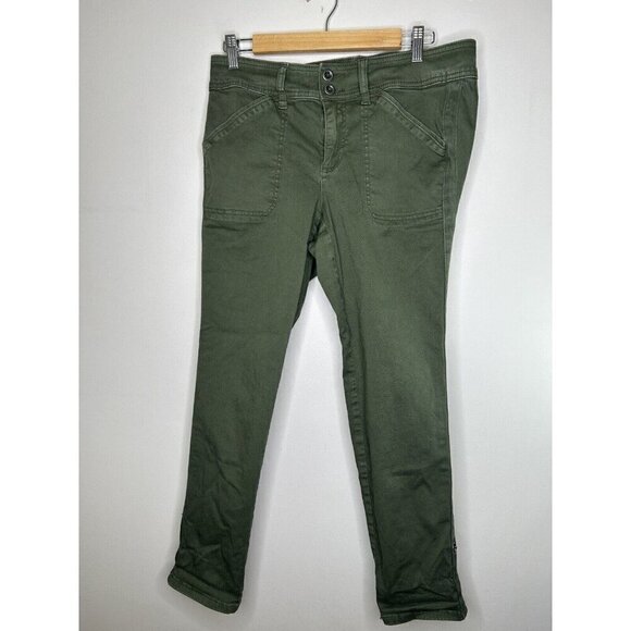 Torrid Plus Aviator Crop twill olive green Capri pants Pockets Size 10 - Picture 1 of 15